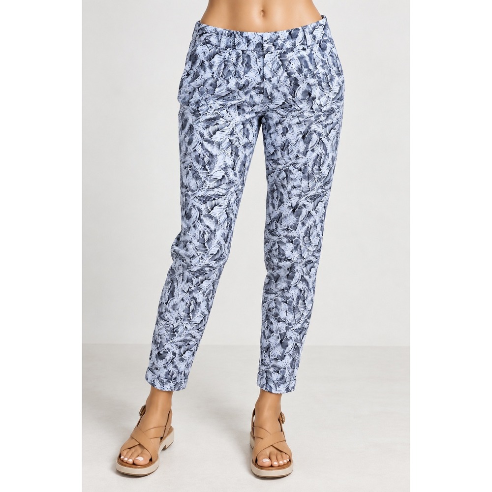 Banana Republic Womens Blue White Palm Leaf Print Tapered Ankle Pants Size 12